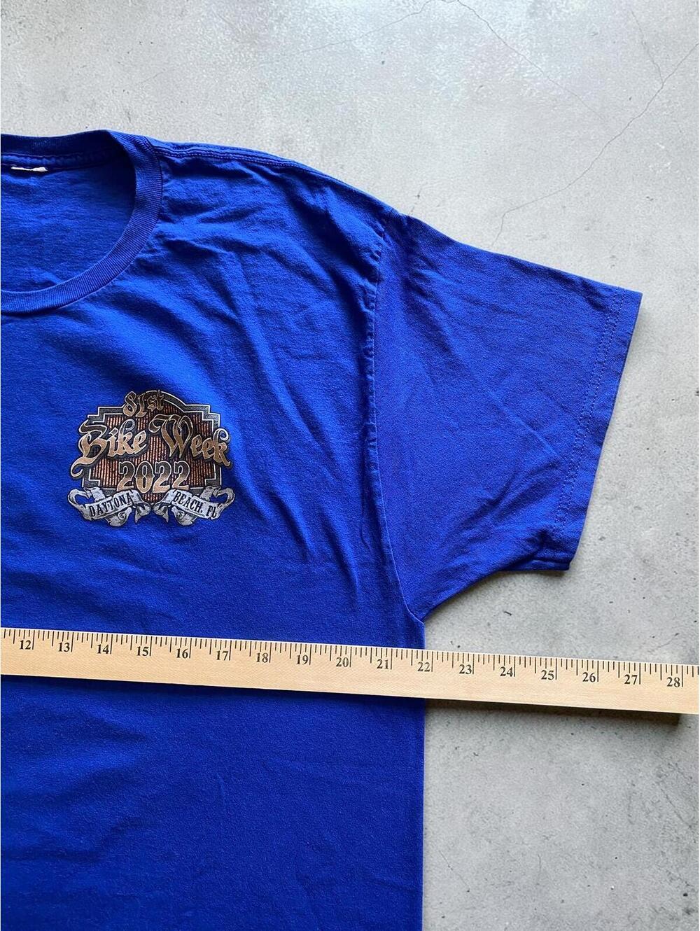 Men T-Shirt XL Regular Fit Blue Cotton 81st Daytona Bike Week 2022 Motorcycle - Picture 3 of 4